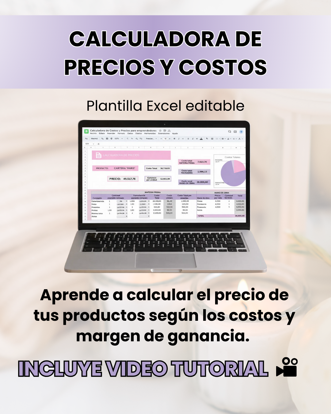 ✨Calculadora de costos y precios. Incluye video explicativo